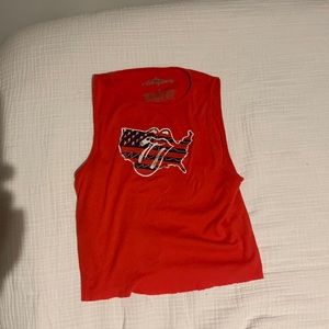 Rolling Stones Red Ribbed Tank Top USA vintage America Retro Summer